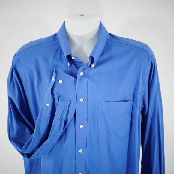 Paul Fredrick Blue Finest Two Ply Cotton Pinpoint Pocket Button Down 17-36 - Picture 1 of 10